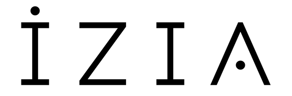 Black 'IZIA' logo on a white background